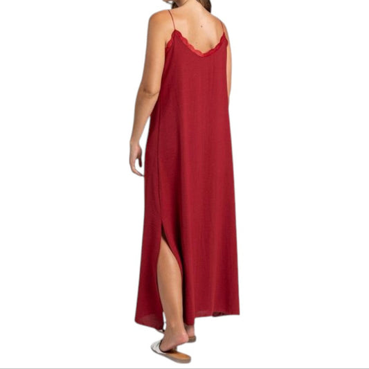 Vestido con escote de encaje, tirantes finos Lunvia