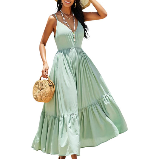 Maxi vestido Cami Cuello en V leandra | LUNVIA
