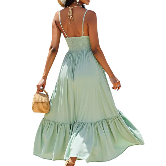 Maxi vestido Cami Cuello en V leandra | LUNVIA