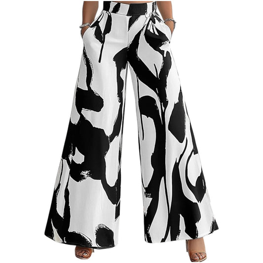 Pantalón largo con cintura ancha y bolsillos de ribete natural | LUNVIA