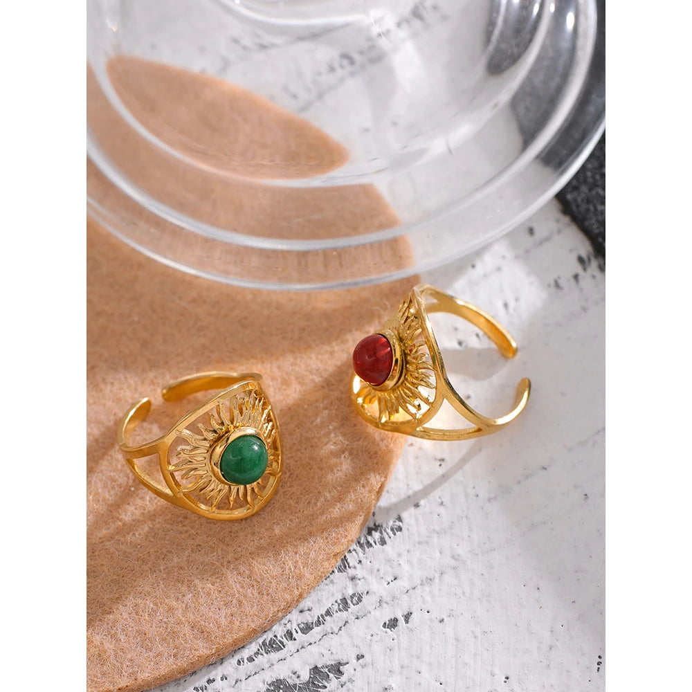 Anillo de piedra natural roja | LUNVIA