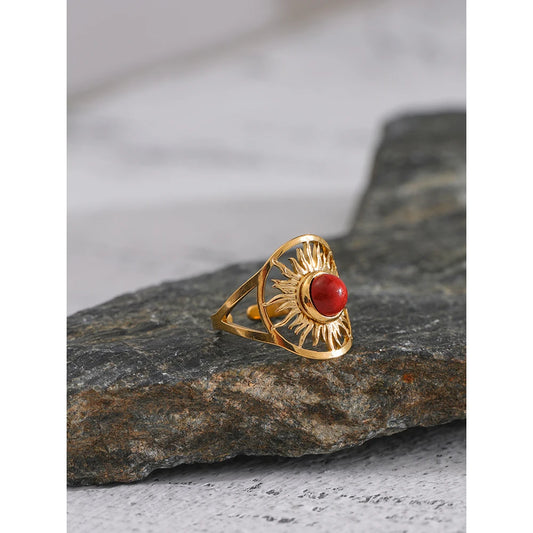 Anillo de piedra natural roja | LUNVIA