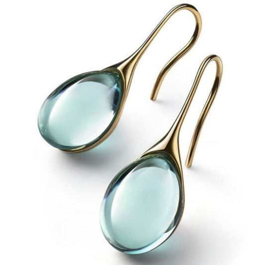 Pendientes de Gota de Cristal en Oro y Plata | LUNVIA
