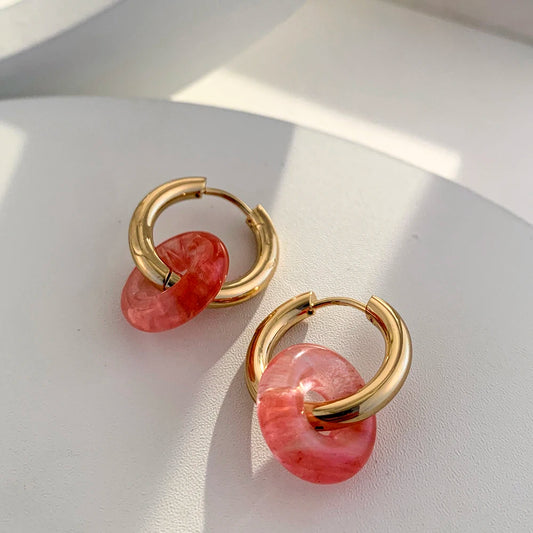 Aros Dorados con Piedra Natural | LUNVIA