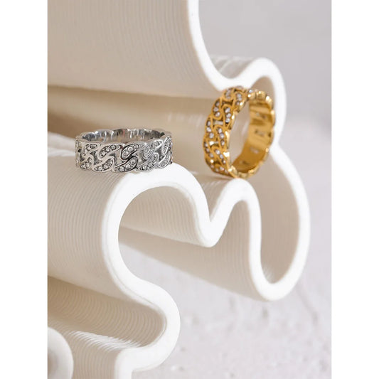 Anillo Hoja Elegante con Brillo | LUNVIA
