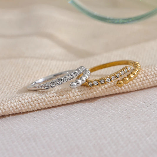 Anillo Doble Textura Brillante | LUNVIA