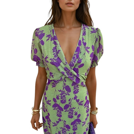 Elegante vestido con escote floral | LUNVIA