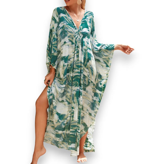 LUNVIA | Vestido kaftán con escote festoneado