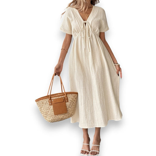 Vestido Amelie estilo boho con mangas cortas | LUNVIA