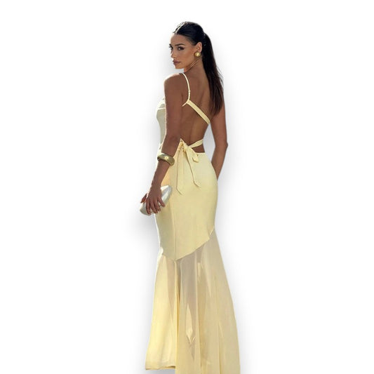Noches Doradas maxi vestido sin espalda