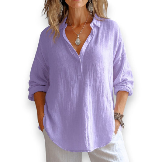 Blusa de lino con escote en V Isa