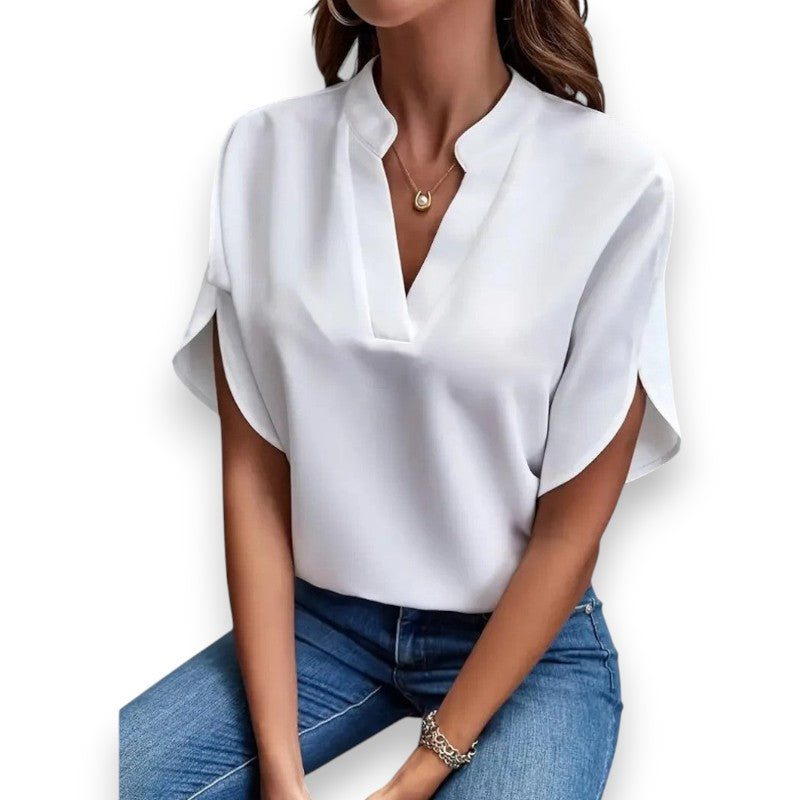 Blusa con cuello en V y forma fluida Anna