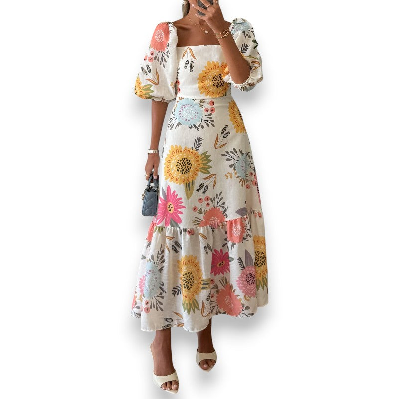 Vestido midi floral | LUNVIA