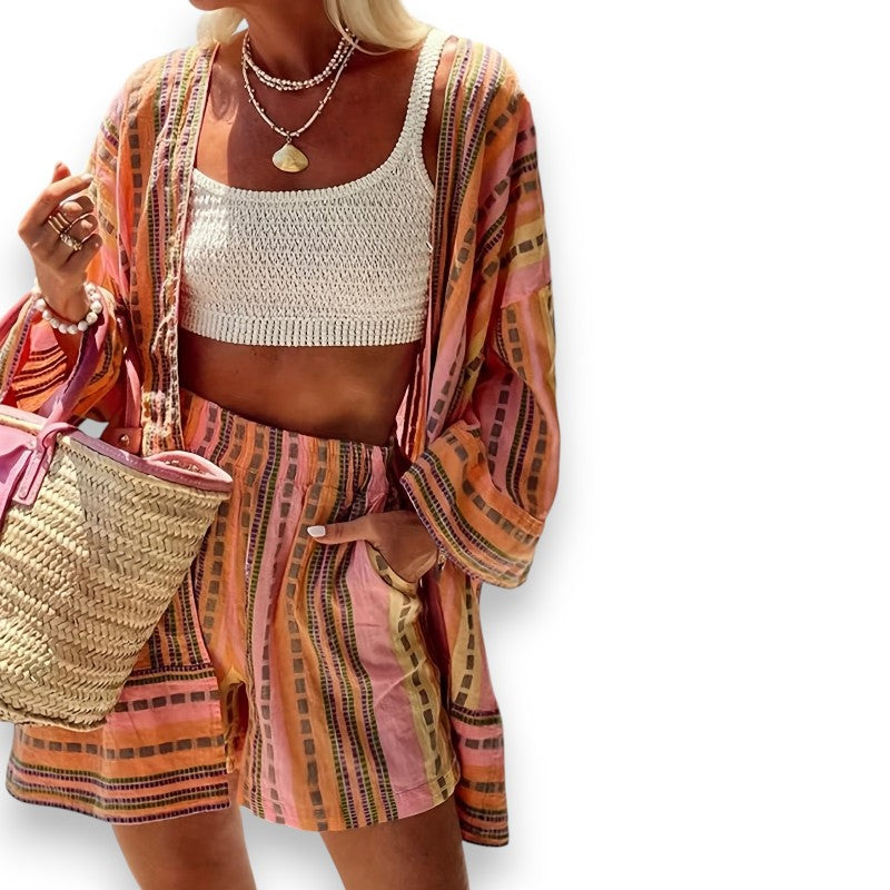 LUNVIA | Conjunto de top y pantalón corto estampado Chic