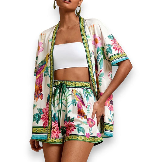 Conjunto estampado tropical con top y short | LUNVIA