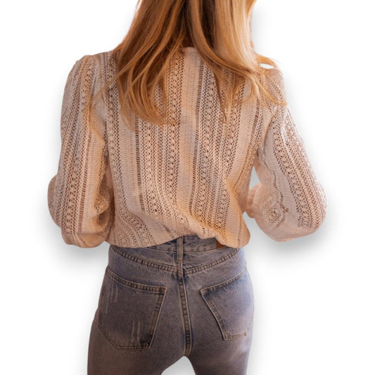 Blusa de punto con cuello en V | LUNVIA