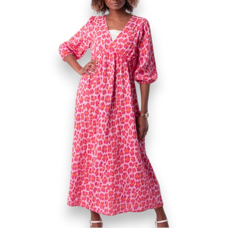 Vestido de mujer con escote en V y estampado | LUNVIA