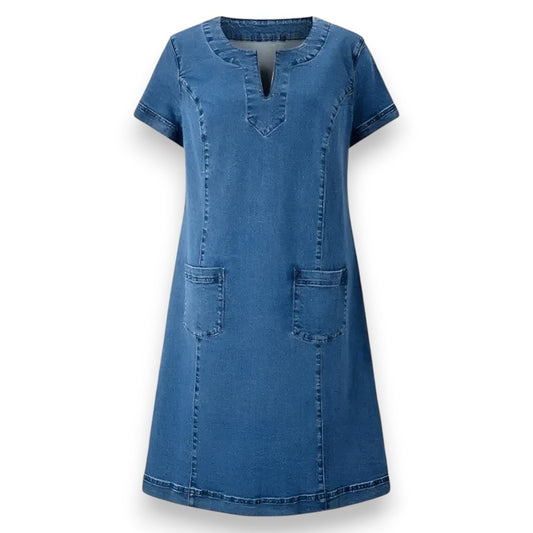 Vestido de Denim Suave con Bolsillos Frontales | LUNVIA