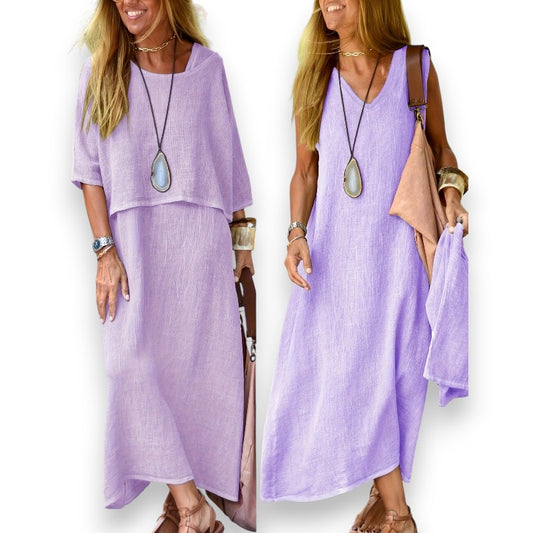 Conjunto de vestido de verano para mujer con top y vestido sin mangas | LUNVIA