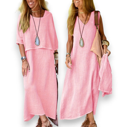 Conjunto de vestido de verano para mujer con top y vestido sin mangas | LUNVIA