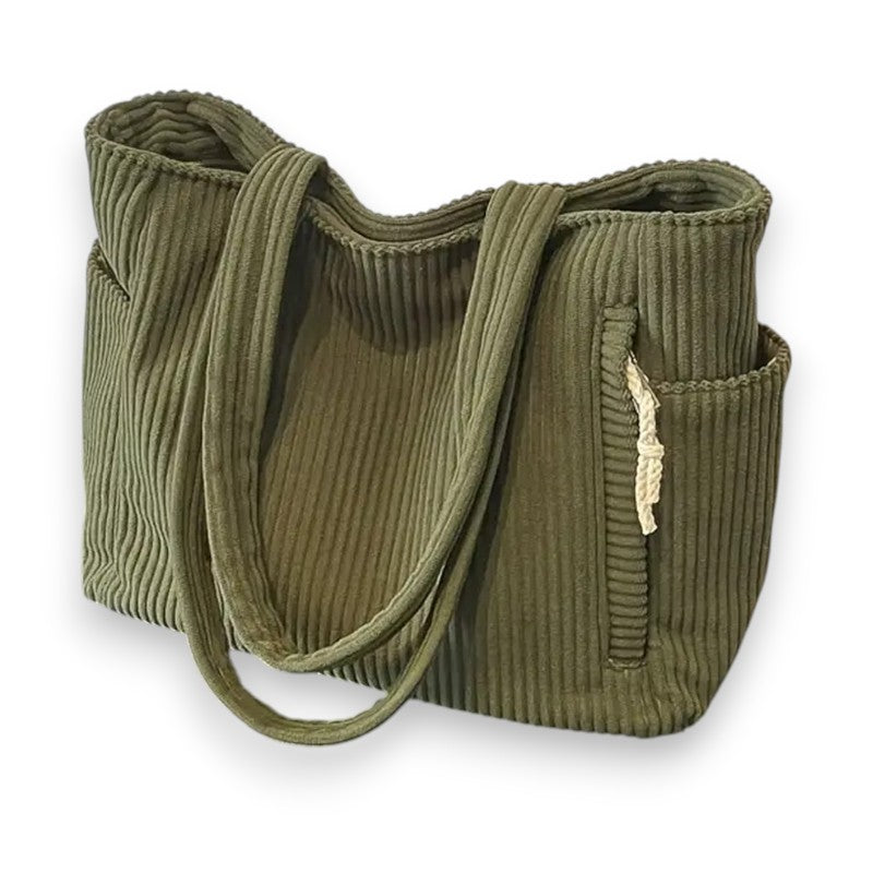 Bolso de mano de canalé con detalle de cordón | LUNVIA