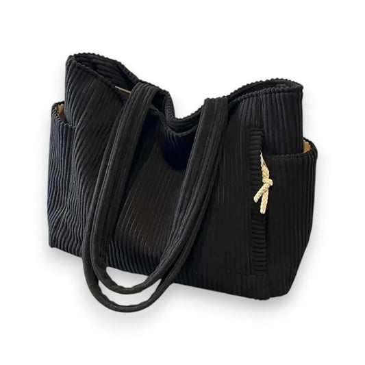 Bolso de mano de canalé con detalle de cordón | LUNVIA