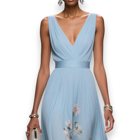 Vestido largo sin mangas con estampado floral Sauline | LUNVIA