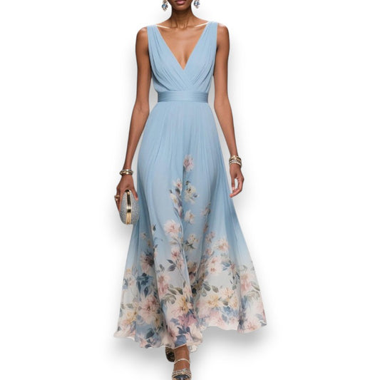 Vestido largo sin mangas con estampado floral Sauline | LUNVIA