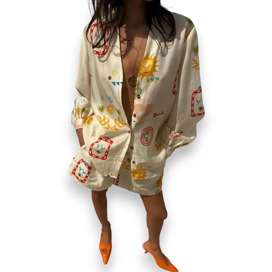 Conjuntos de dos piezas Elegante conjunto con estampado floral | LUNVIA