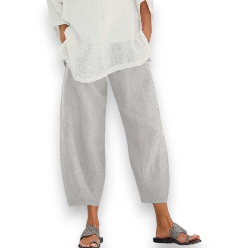 Pantalones sueltos de algodón con bolsillos | LUNVIA