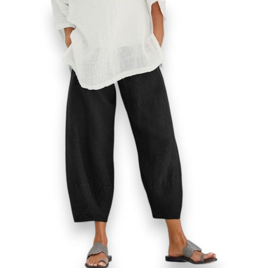 Pantalones sueltos de algodón con bolsillos | LUNVIA