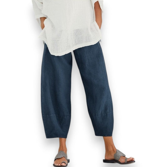 Pantalones sueltos de algodón con bolsillos | LUNVIA