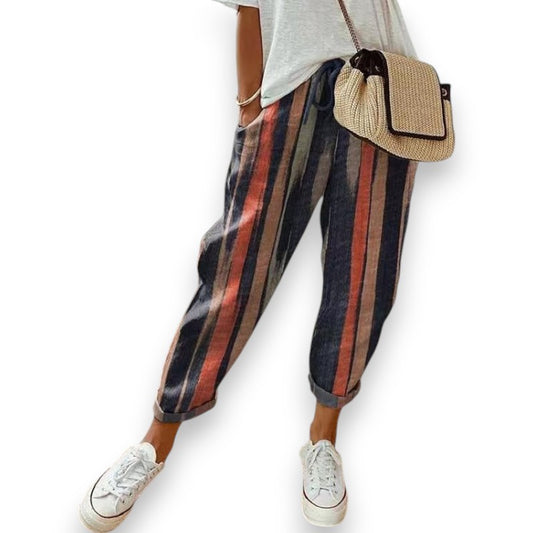 Pantalones Casual Vintage Stripes Mujer | LUNVIA