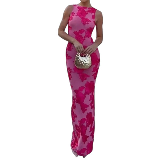 Elegante vestido de flores sin mangas LUNVIA