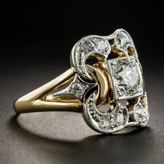 Anillo Vintage de Oro con Circonitas | LUNVIA